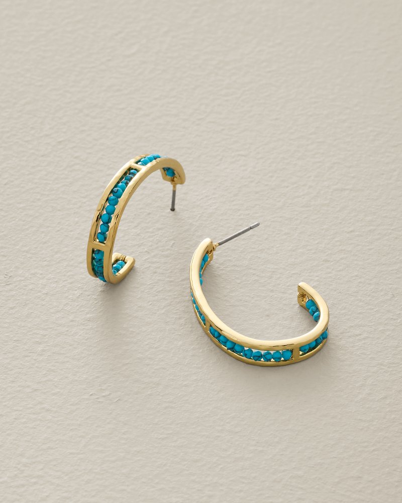 Isla Mer Turquoise Beaded Hoop Earrings