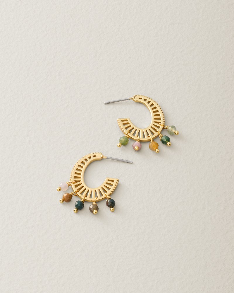 Palm Cove Multicolored Stone Hoop Earrings