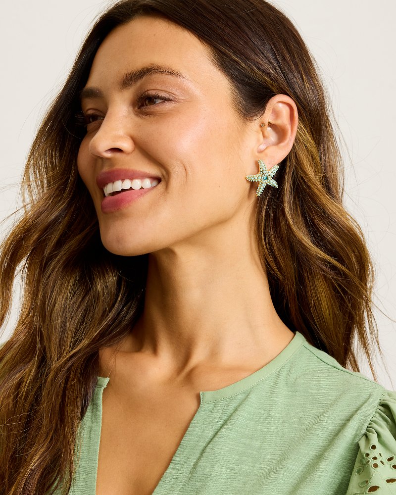 Royal Coast Pavé Blue Starfish Earrings