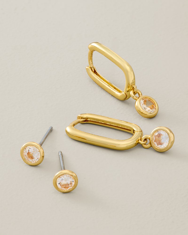Bronze Horizon Stud & Hoop Earrings - 2-Pack