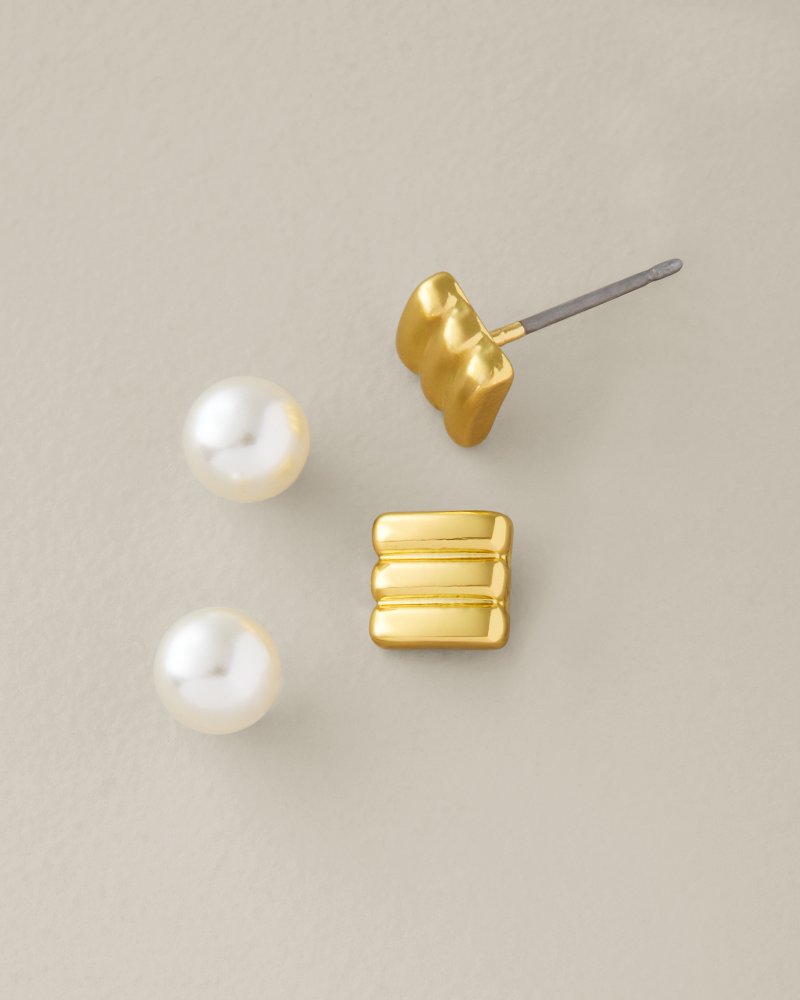 Porto Pearl Stud & Pearl Earrings - 2-Pack