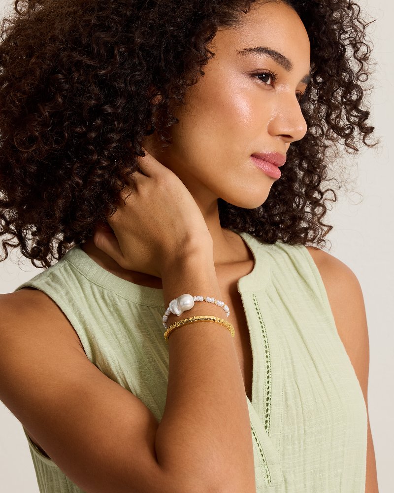 Royal Coast Pearl & Metal Stretch Bracelet Set