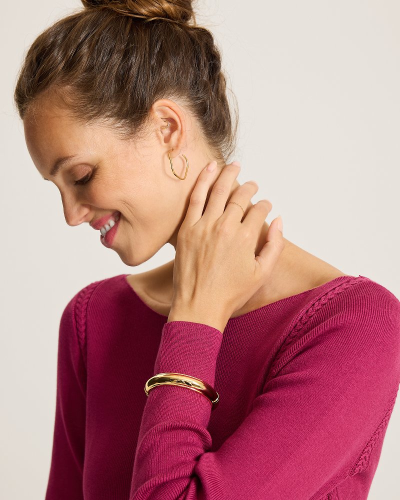 Bronze Horizon Hinged Gold-Tone Bangle Bracelet