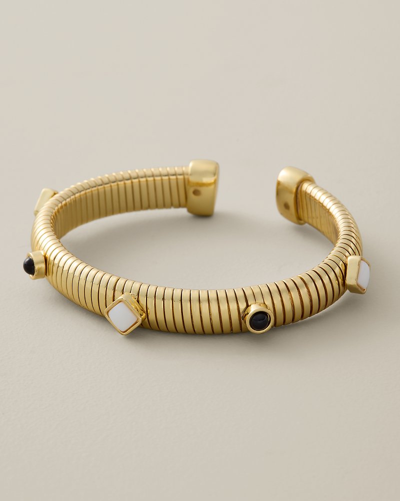 Bronze Horizon Pearl Stone Cuff Bracelet