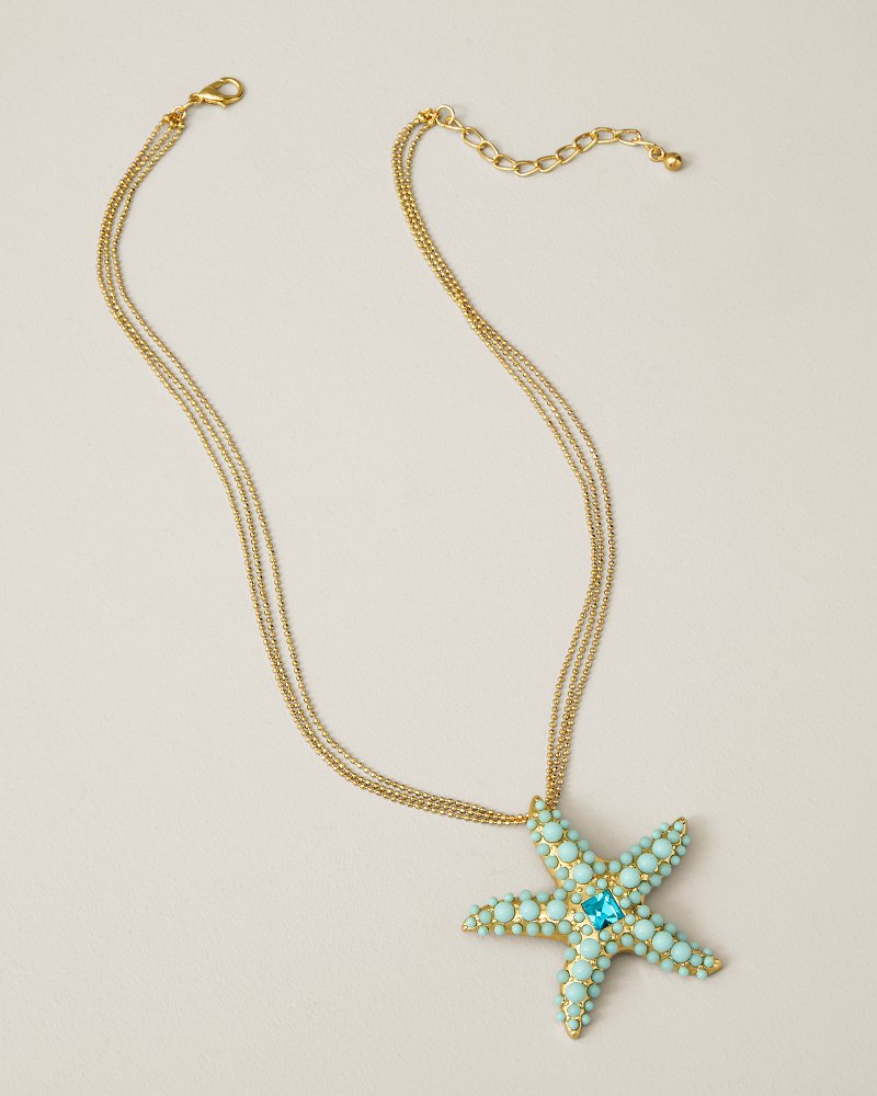 Royal Coast Pavé Blue Starfish Necklace