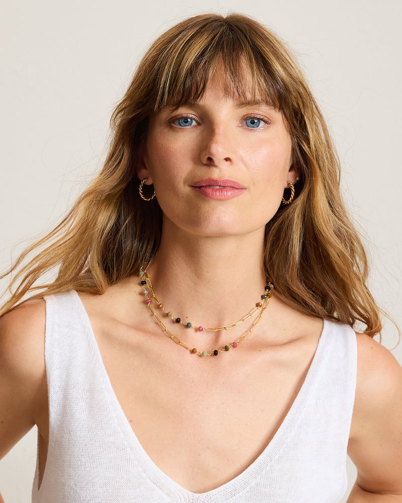 Palm Cove One Row Multicolored Station Necklace