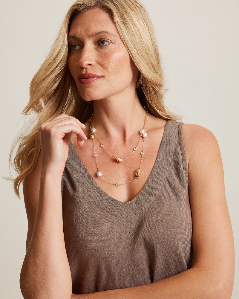 Porto Pearl Pearl & Cubic Zirconia Station Necklace