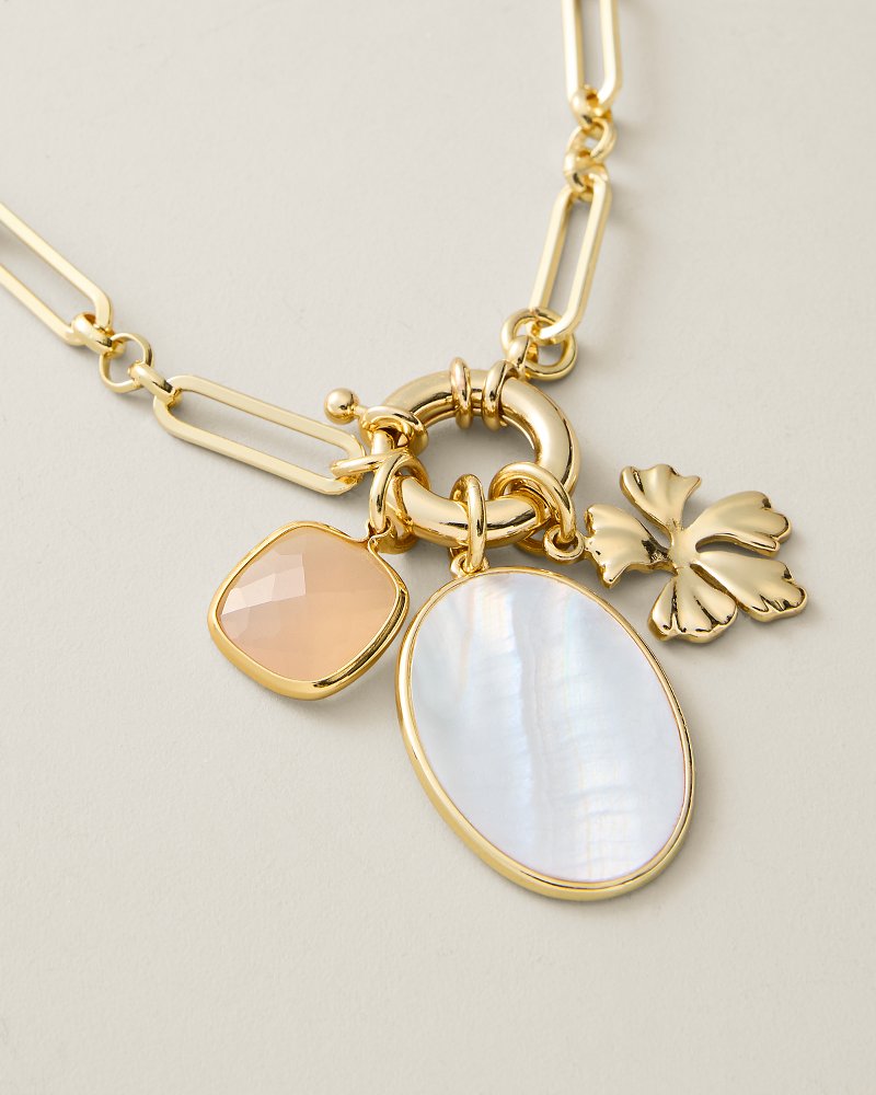 Desert Rose Shell Cluster Charm Necklace