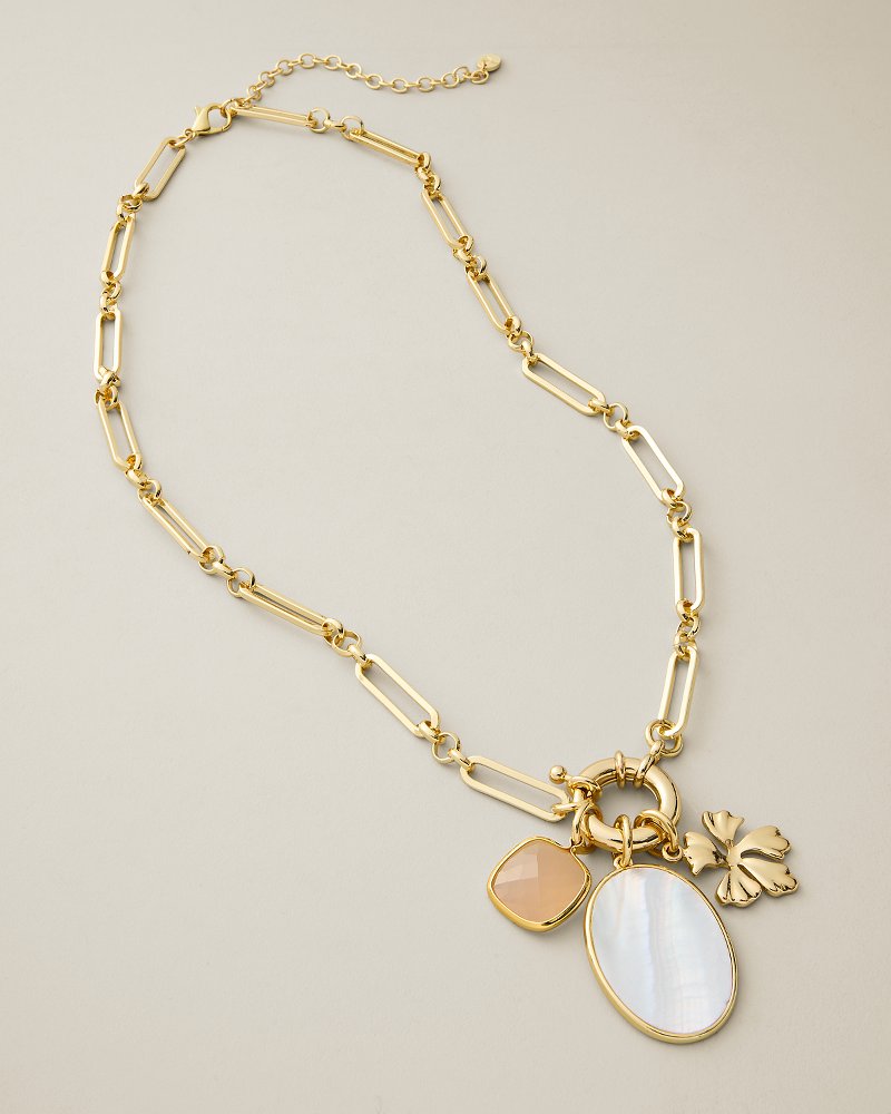 Desert Rose Shell Cluster Charm Necklace
