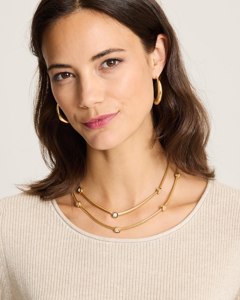 Porto Pearl Layered Cubic Zirconia Chain Necklace