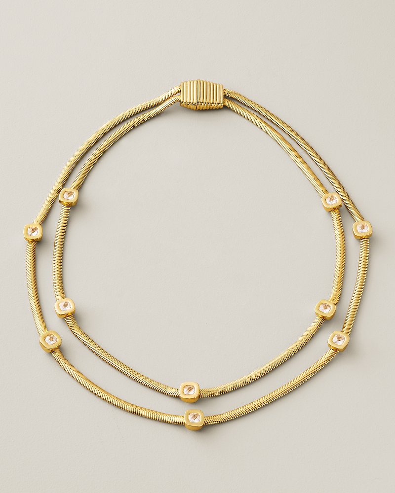 Porto Pearl Layered Cubic Zirconia Chain Necklace