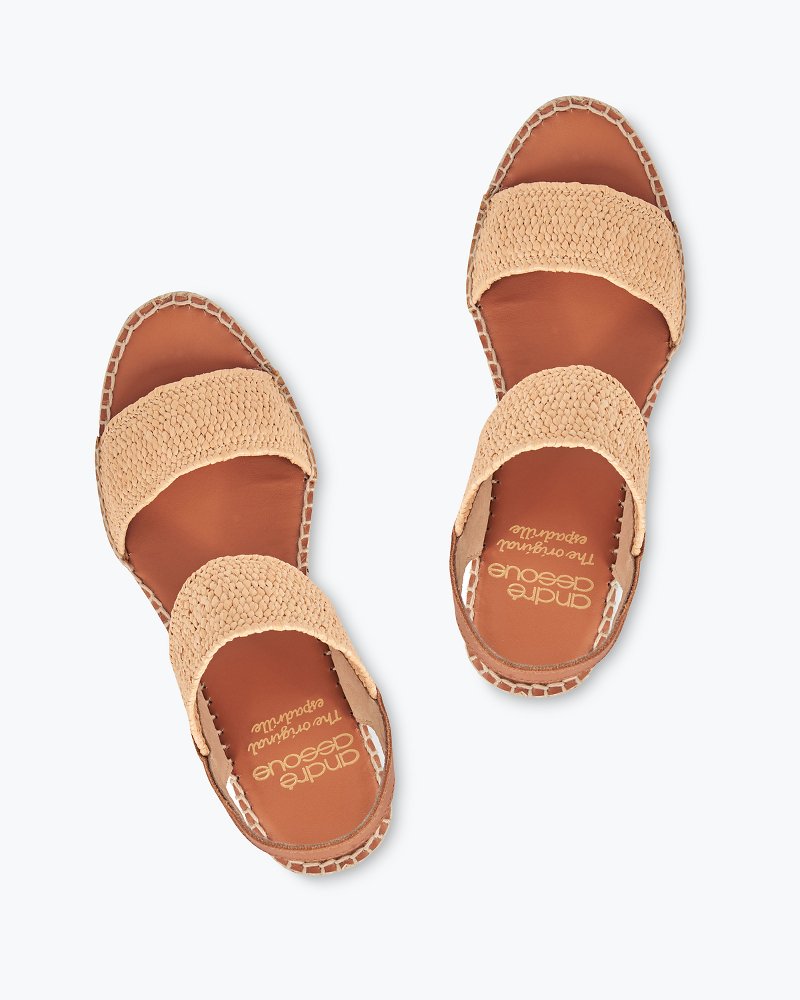 Thumbnail for André Assous Aviana Natural Stretch-Raffia Wedges