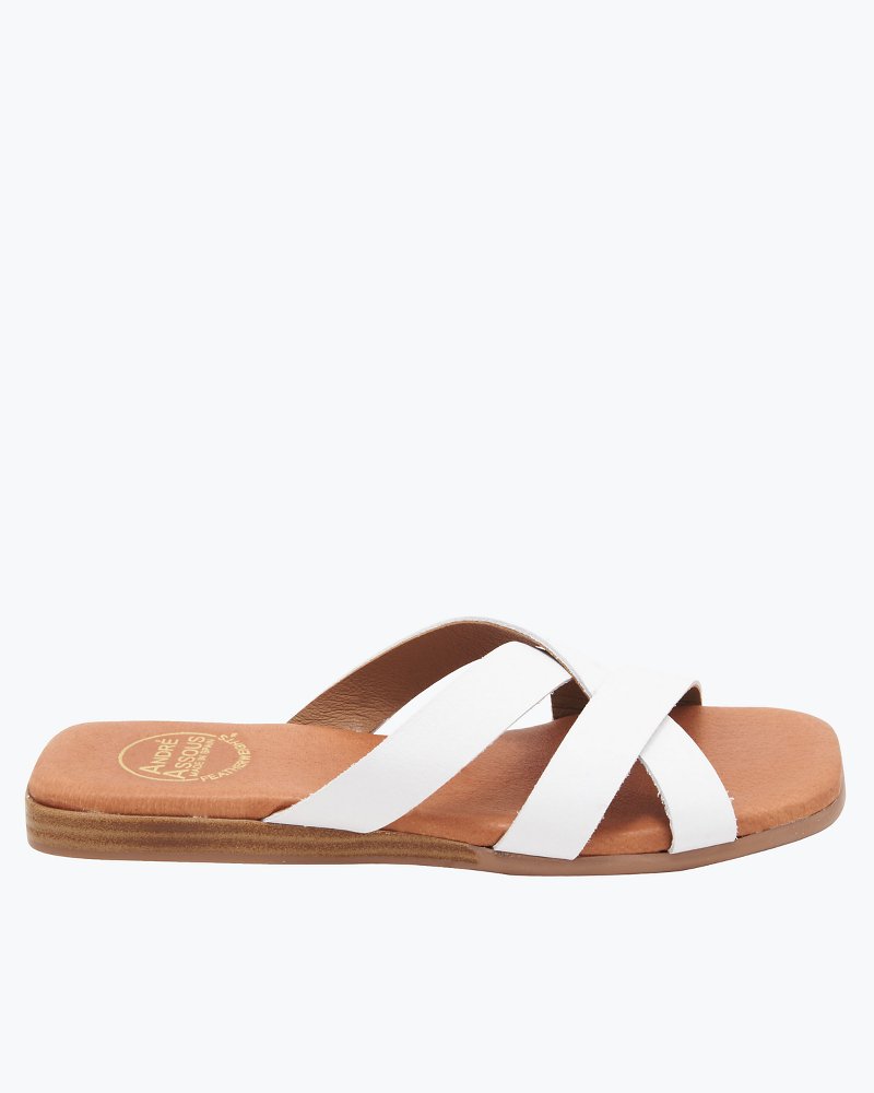 Kāmola Women's Leather Slide Sandals - Tan