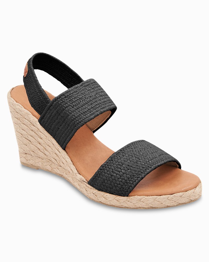 André Assous Allison Stretch-Raffia Woven Wedges