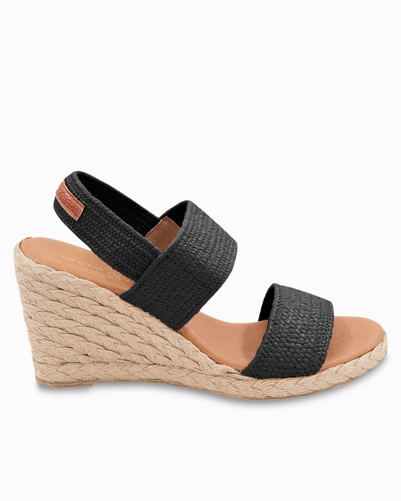 André Assous Allison Stretch-Raffia Woven Wedges