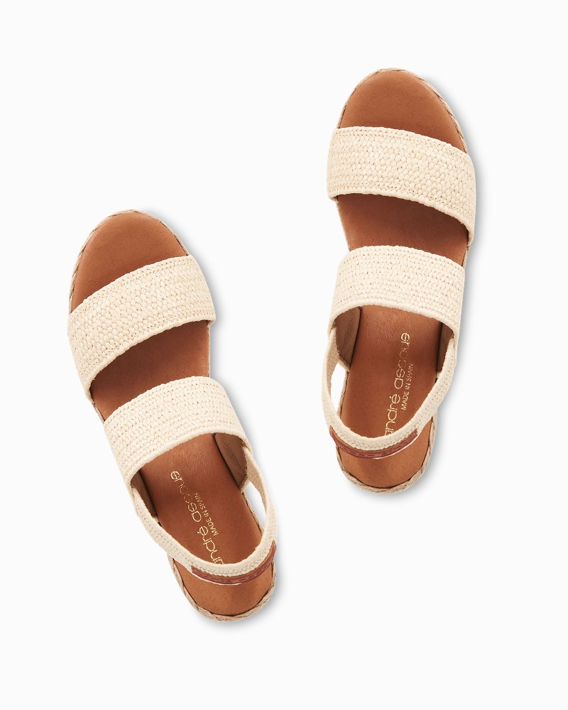 André Assous Allison Stretch Raffia Wedge Sandals