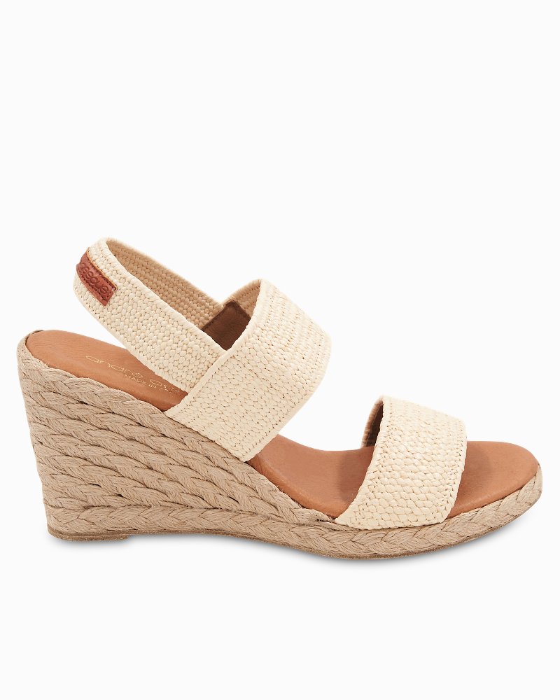 André Assous Allison Stretch Raffia Wedge Sandals