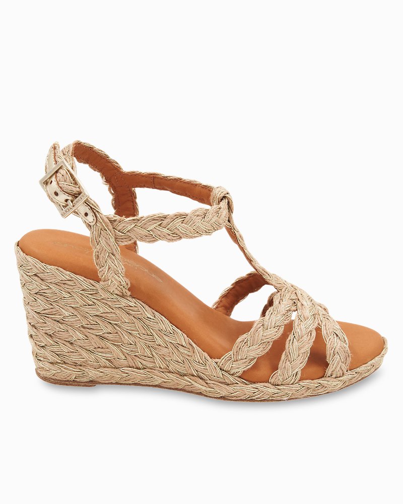 André Assous Madina Metallic Raffia Wedges