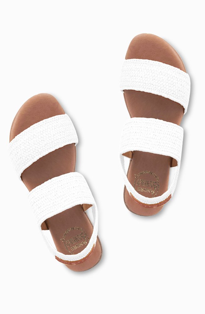 André Assous Nigella White Stretch-Raffia Featherweights™ Sandals