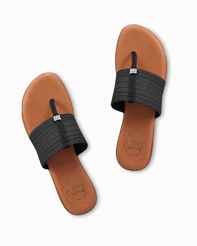 Thumbnail for André Assous Nice Black Stretch-Raffia Featherweights™ Sandals