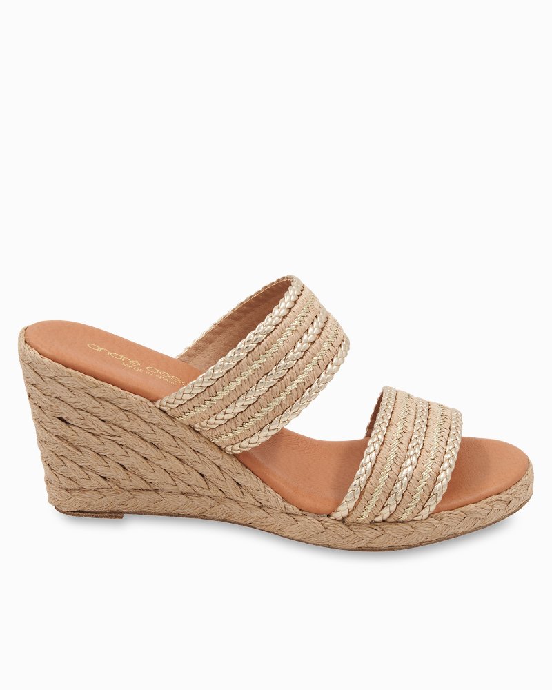 André Assous Nolita Metallic Raffia Wedges