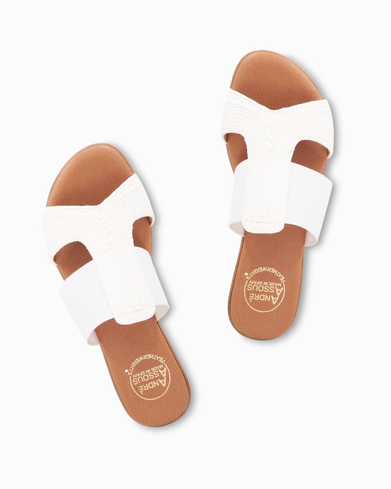 Thumbnail for André Assous Noor White Stretch-Raffia Featherweights™ Sandals