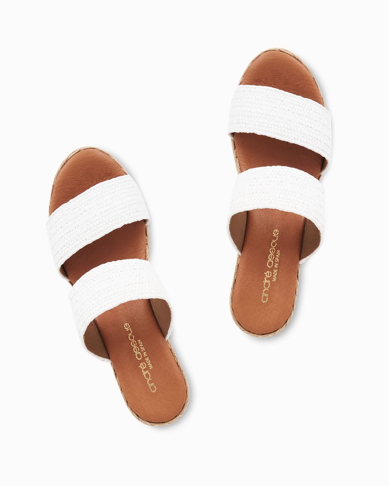 Thumbnail for André Assous Nori White Stretch-Raffia Wedges