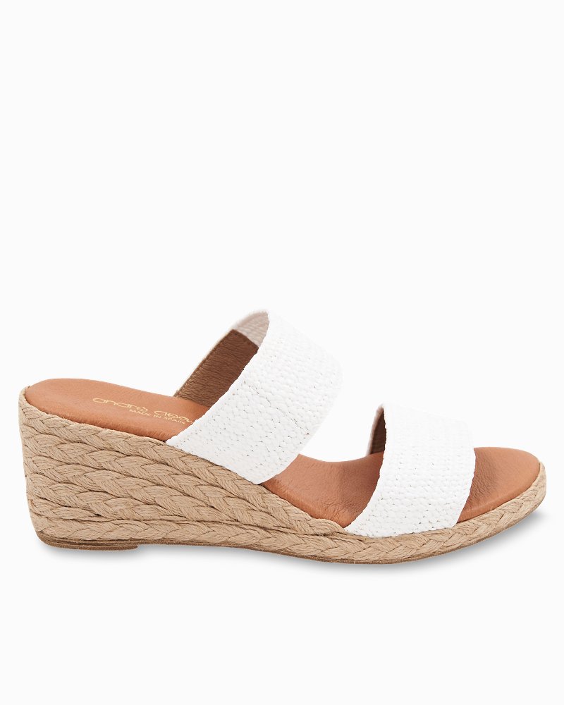 André Assous Nori Stretch Raffia Wedge Sandals