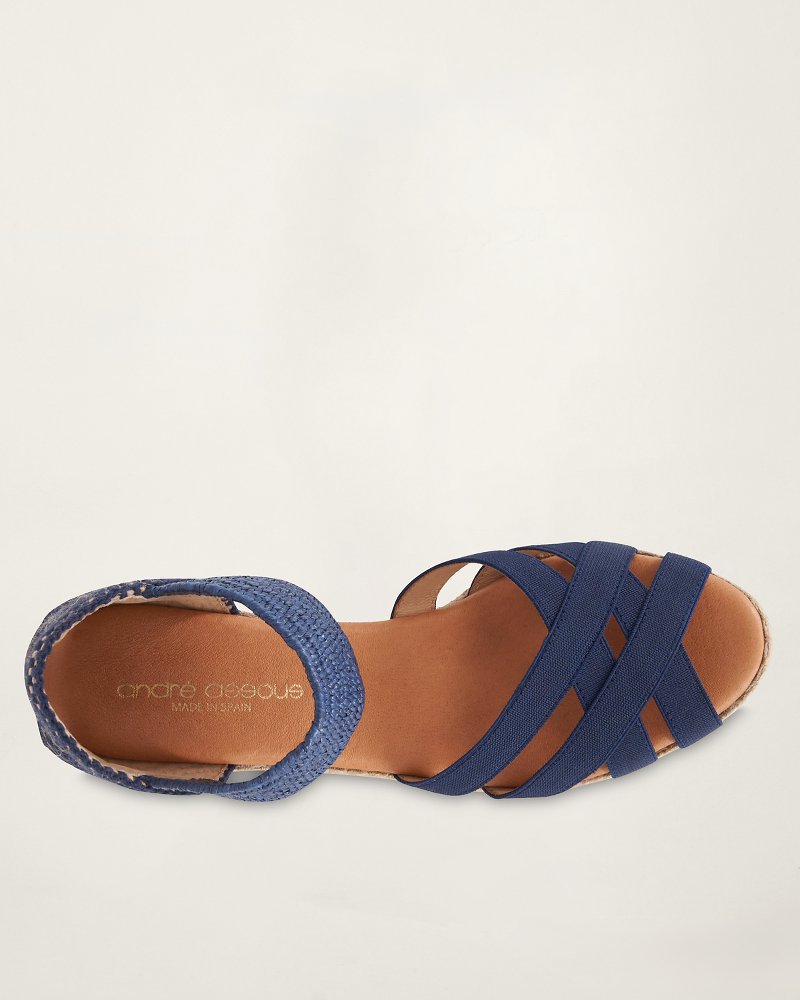 André Assous Adin Navy Espadrille Wedges