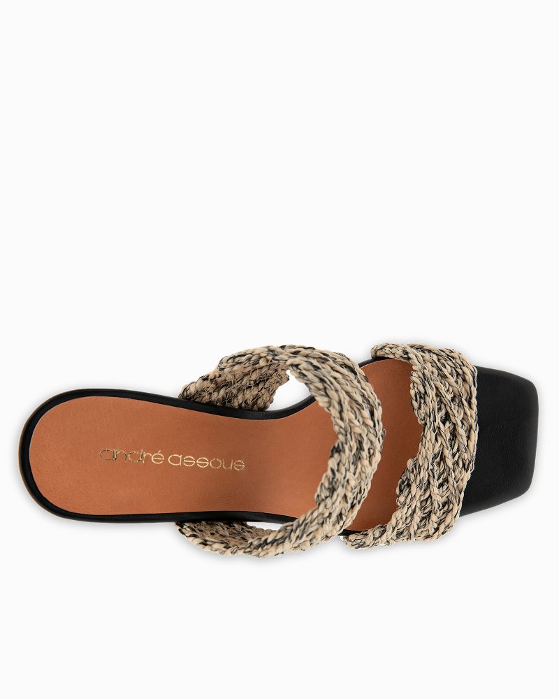 Thumbnail for André Assous Drew Crochet Raffia Heeled Sandals