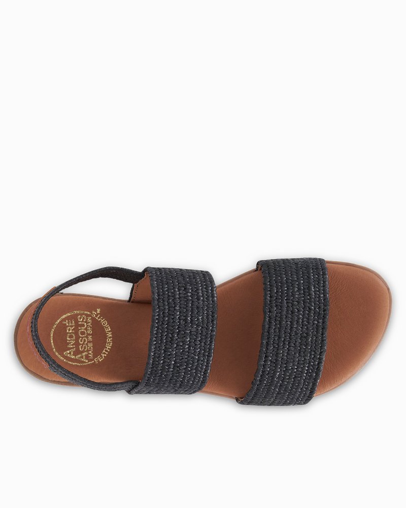 André Assous Nigella Black Stretch-Raffia Featherweights Sandals