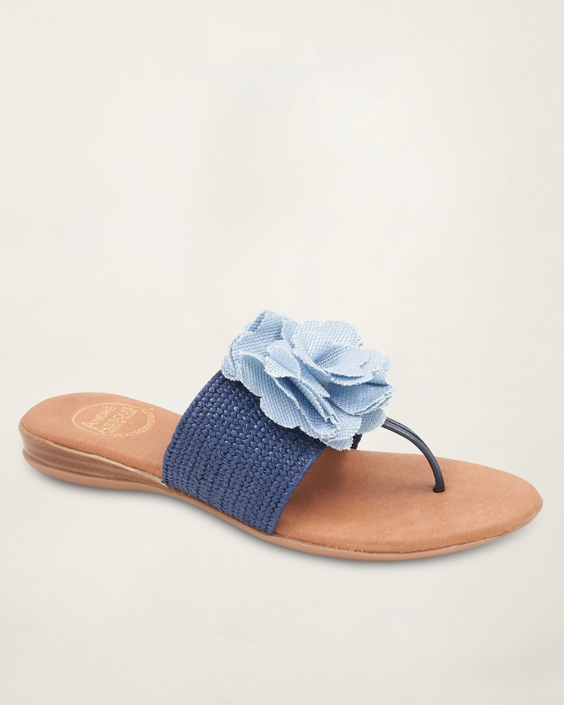 André Assous Nara Navy Stretch-Raffia Featherweights™ Sandals