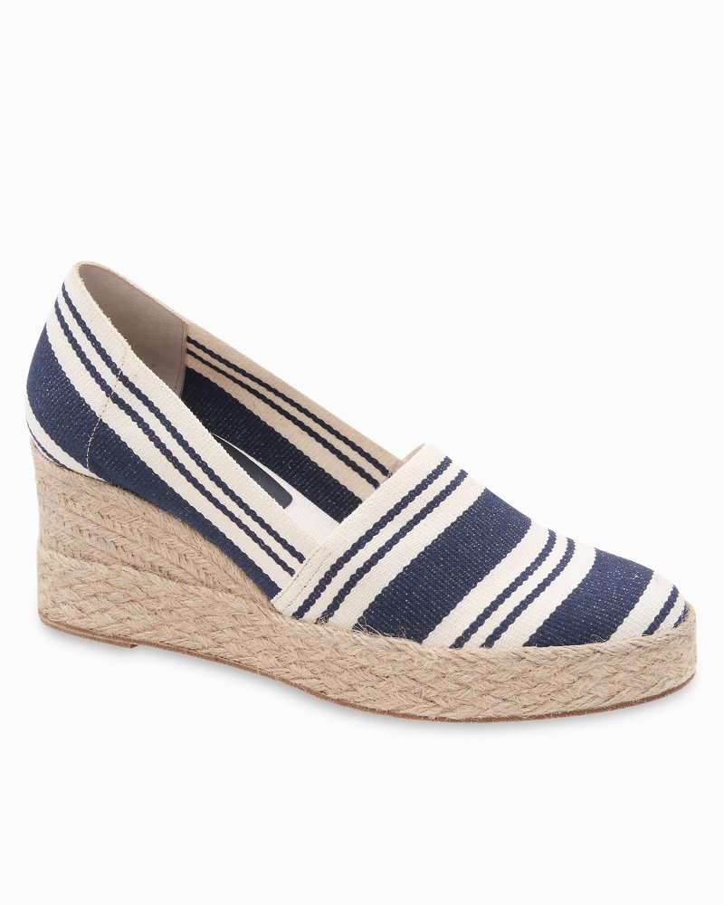 André Assous Patti Canvas Stripe Wedges