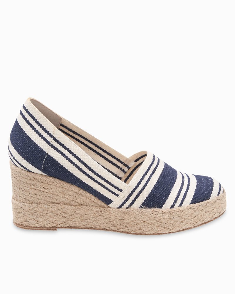 André Assous Patti Canvas Stripe Wedges