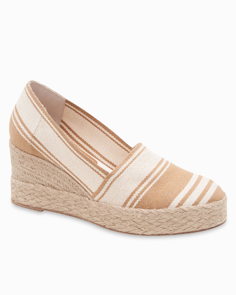 André Assous Patti Canvas Stripe Wedges