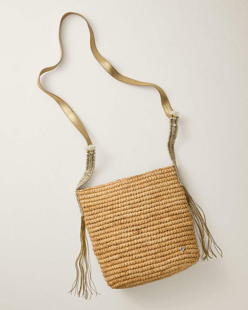 Aguilas Metallic Crochet Raffia Crossbody Bag