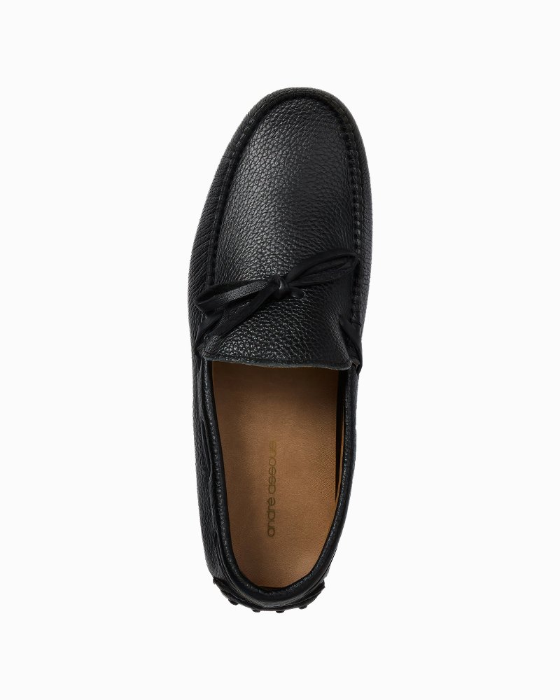 André Assous Gabe Black Tumbled Leather Loafers