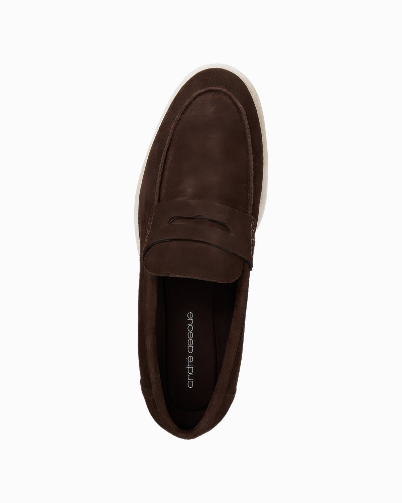 André Assous Ricardo Dark Brown Suede Loafers