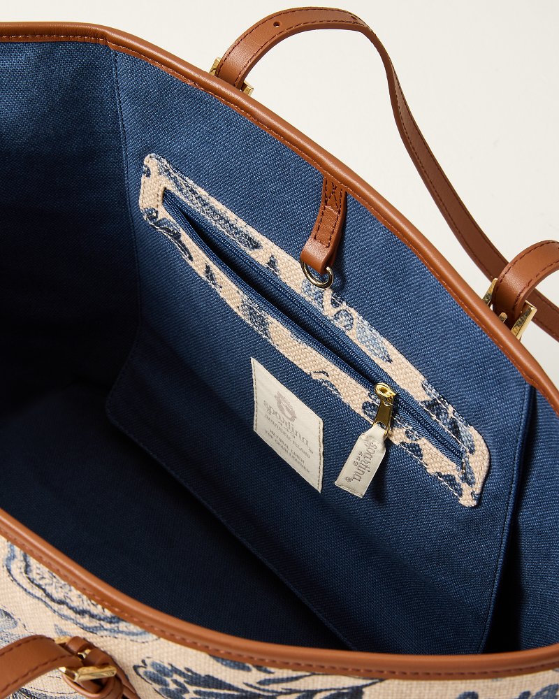 Jetsetter Serpentine Linen & Leather Tote