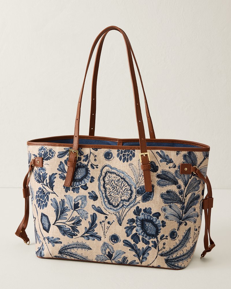 Jetsetter Serpentine Linen & Leather Tote