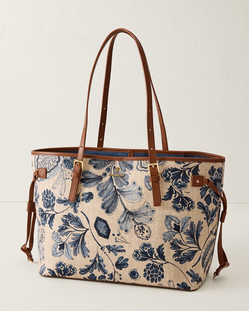 Jetsetter Serpentine Linen & Leather Tote