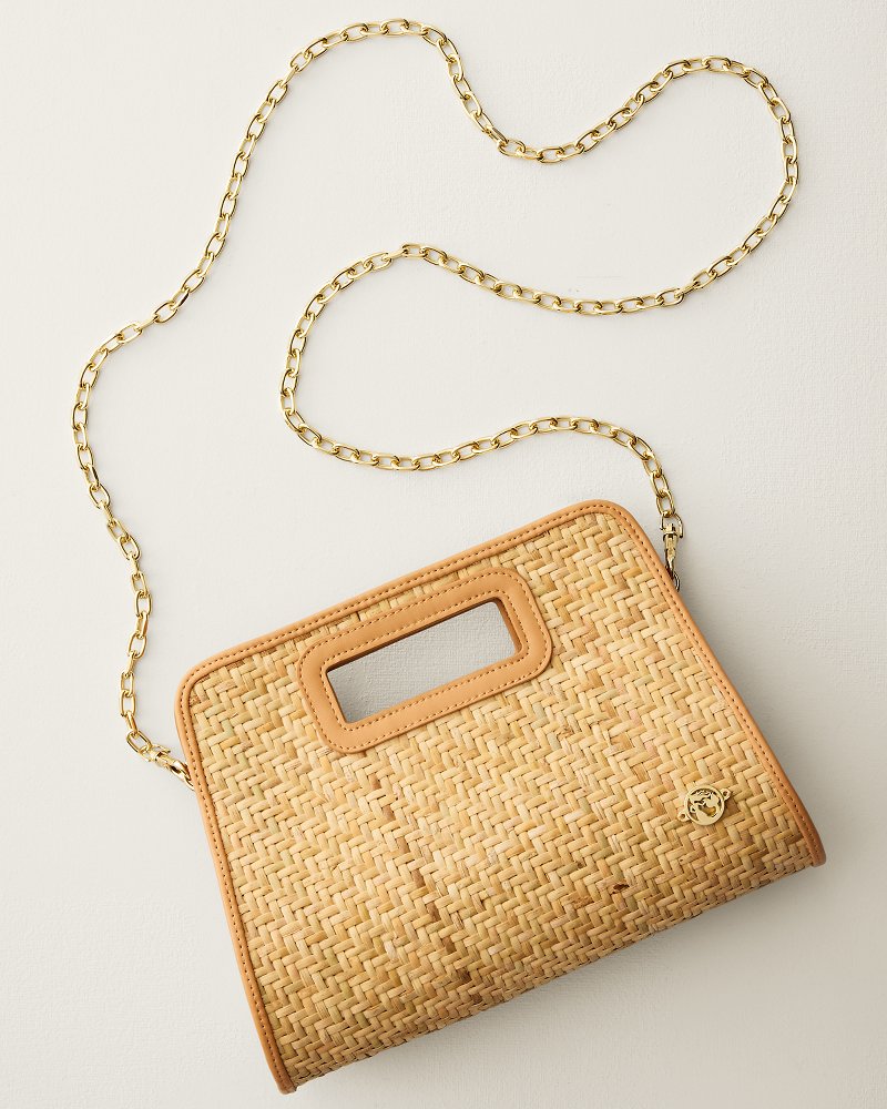Rattan Coriander Crossbody Clutch