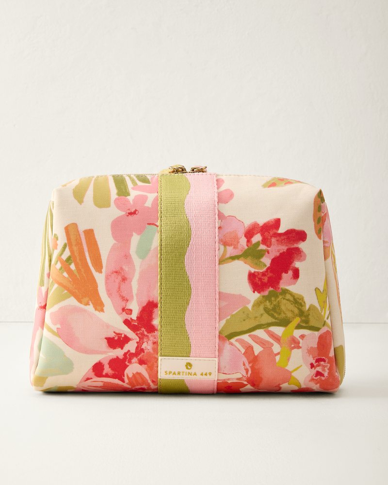 Green Tropical Large Cosmetic Pouch