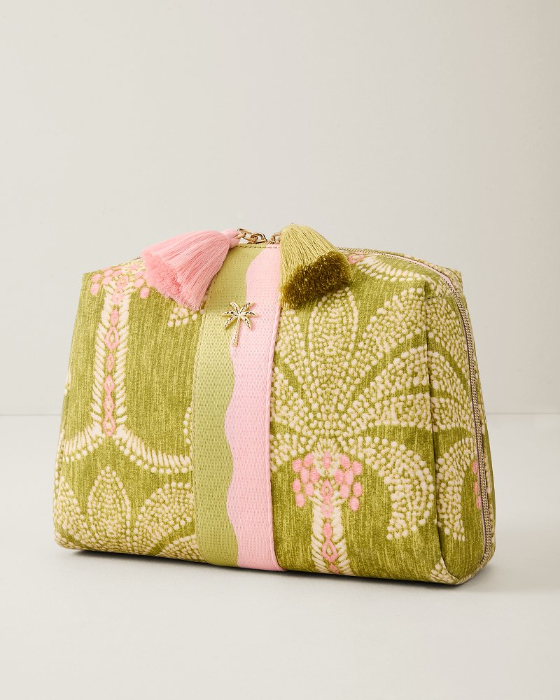 Green Palms Large Cosmetic Pouch