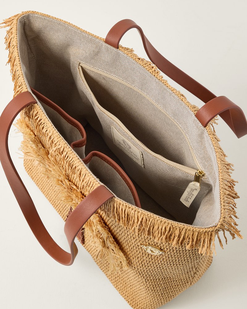 Spartina Flagler Resort Palm Straw Fringe Tote