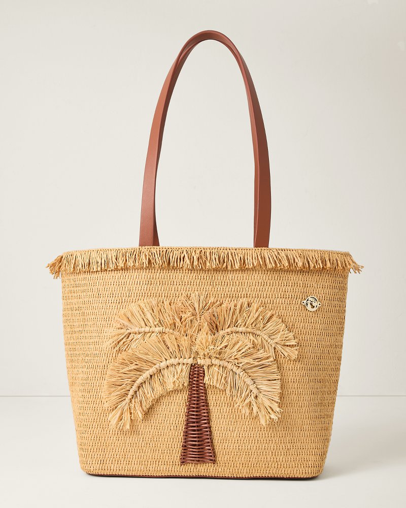 Spartina Flagler Resort Palm Straw Fringe Tote