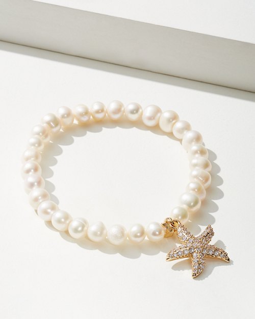 St. Kitts Pearl Gold Starfish Charm Bracelet