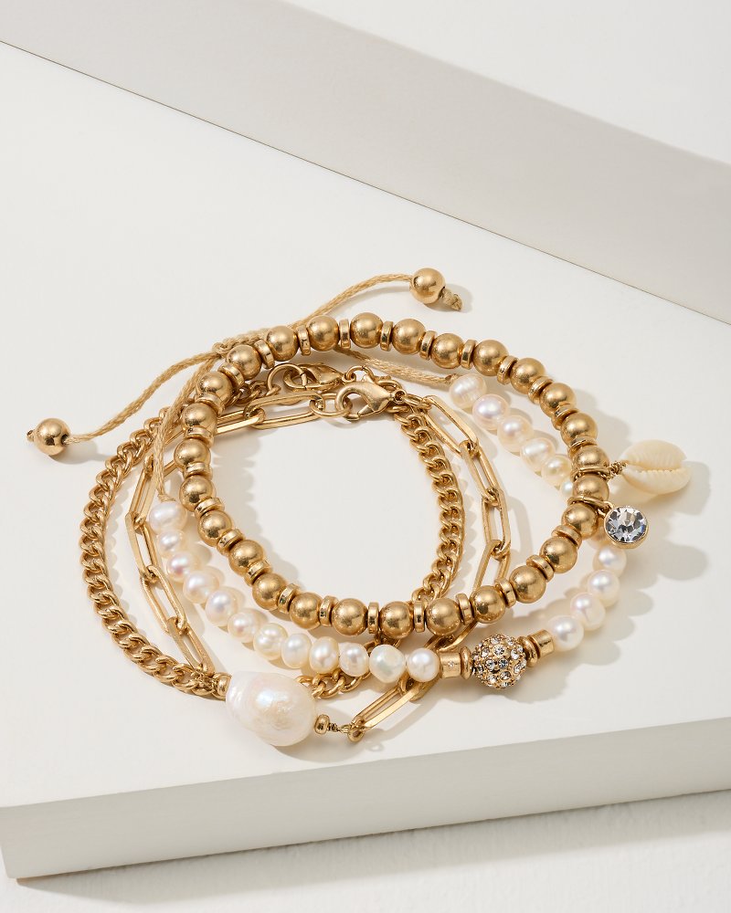 White Mother-Of-Pearl beads and Gold Plated Mini Charm Bracelet - Range of  customizable bracelets.