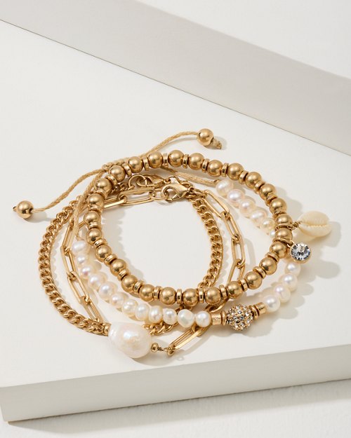 Sunny Days Pearl & Charm Bracelet Set