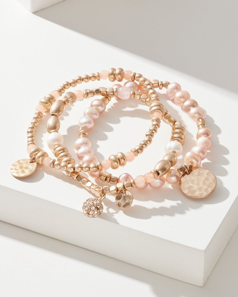 Sun-Kissed Sunrise Pearl Stretch Bracelet Set